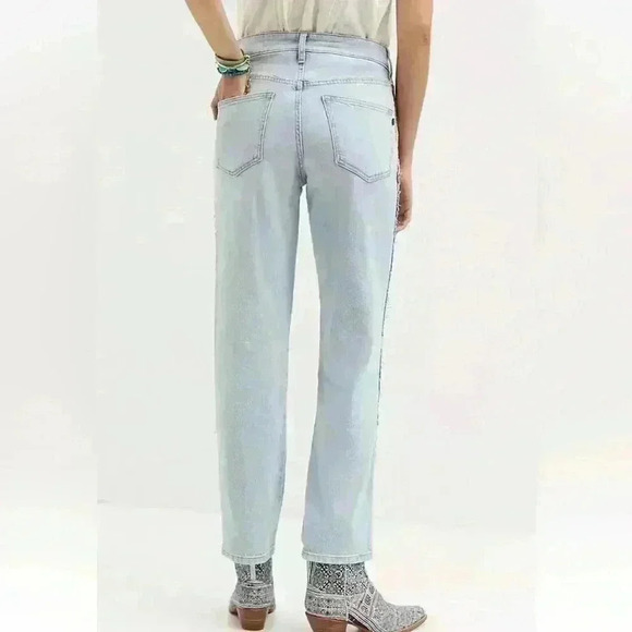 Anthropologie Pilcro TheVintage Straight Arrow Ribbon Fringe Accent Jeans - Picture 10 of 12